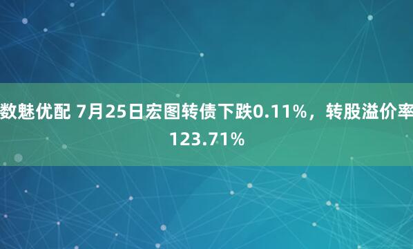 数魅优配 7月25日宏图转债下跌0.11%，转股溢价率123.71%